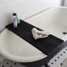 Load image into Gallery viewer, Blackened Oak Bathtub Caddy