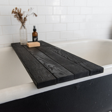 Load image into Gallery viewer, Blackened Oak Bathtub Caddy
