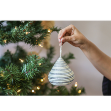 Load image into Gallery viewer, Striped Silver Bulb Ornament