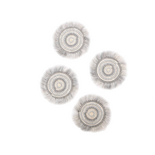 Load image into Gallery viewer, Silver Metallic Geo Fringed Coasters Set 4