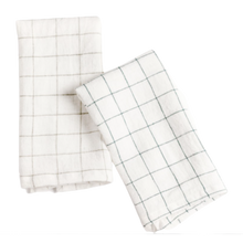 Load image into Gallery viewer, Stone Washed Linen Windowpane Napkins Set of 4