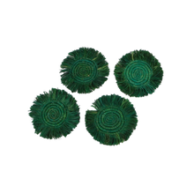 Load image into Gallery viewer, Evergreen Fringed Raffia Coasters Set of 4