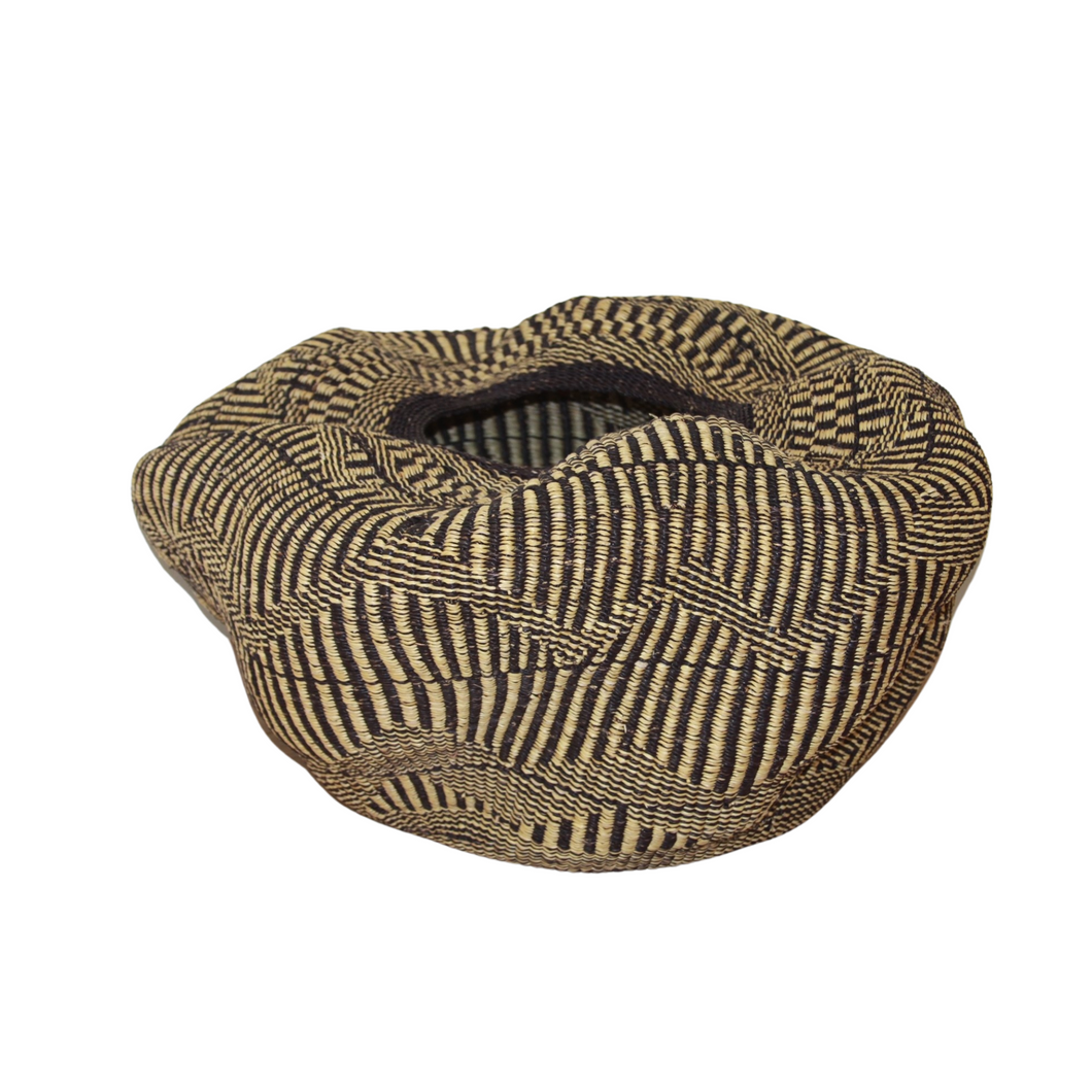 Striped Black and Natural Art Basket by Baba Tree