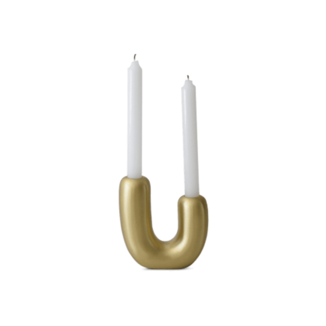 U Candle Holder Brushed Brass by Tina Frey