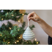 Load image into Gallery viewer, Striped Silver Bulb Ornament
