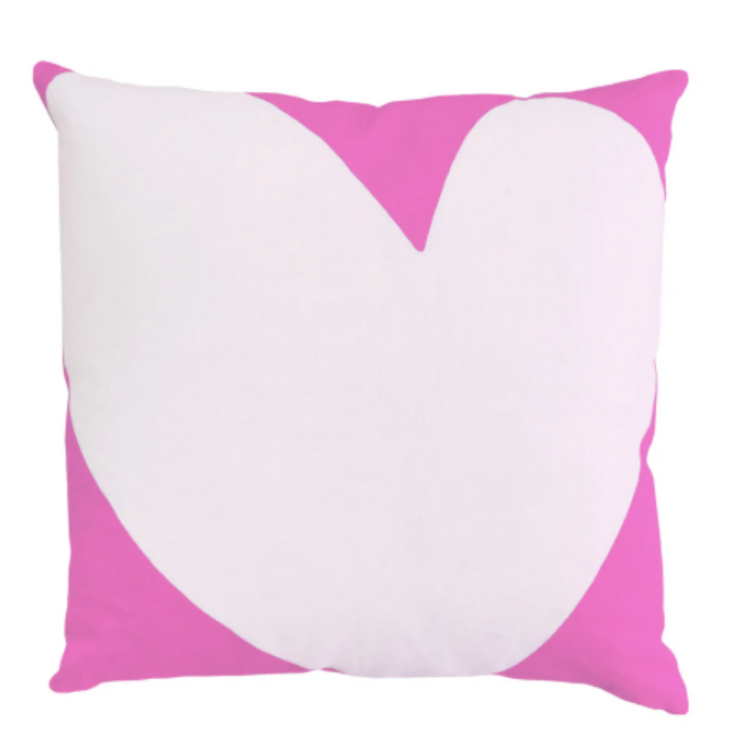 Imperfect Heart Reverse Pop Pink Pillow by Kerri Rosenthal