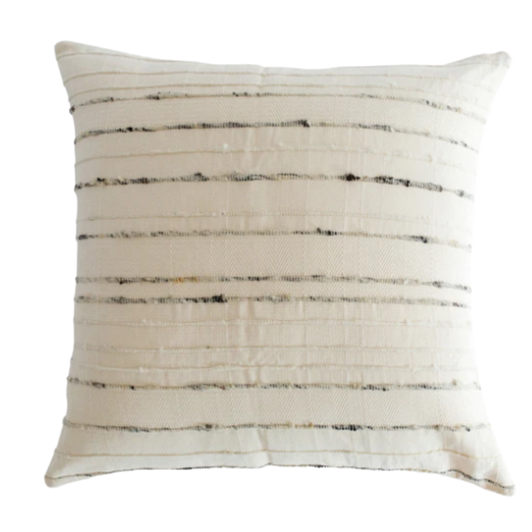 Carmen Pillow - Ivory with Grey/Ivory Stripes